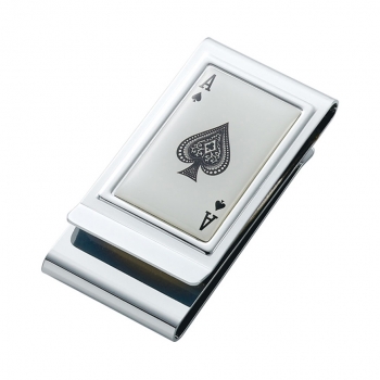 Ace of Spades Stainless Steel Hinged Money Clip 