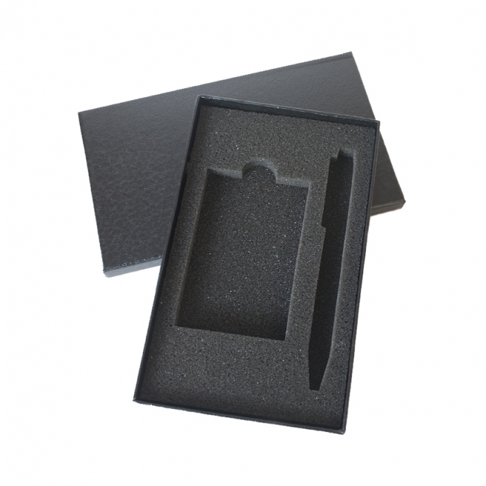 Matte Black Cardboard Box Gift Case with Card Case and Pen Foam Insert
