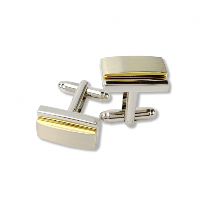 Two Tone Colours Cufflink Set Details about   Two Tone Silver Gold Rectangular Cufflinks 